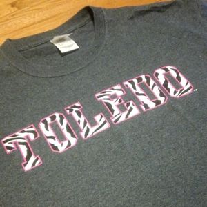 🚀 Toledo University Shirt Large size Pink Blue Zebra Print Large Ohio Michigan